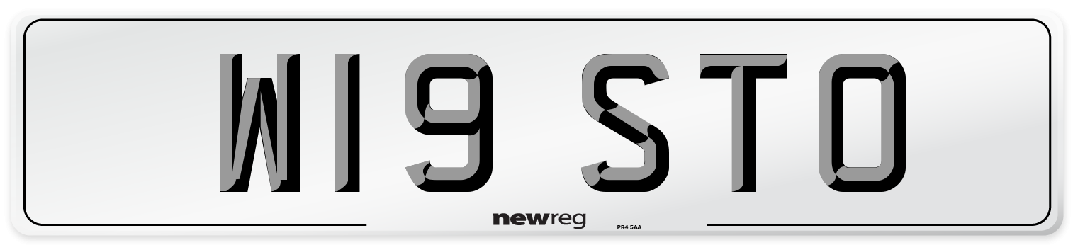 W19 STO Number Plate from New Reg